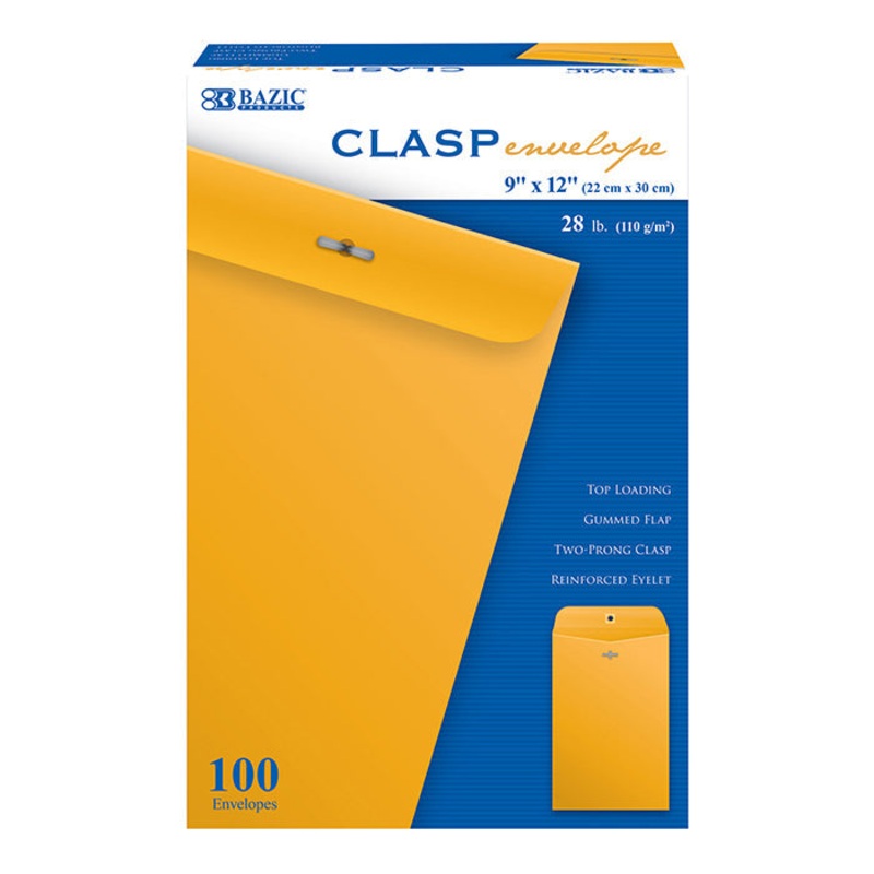 BAZIC 9″ X 12″ Clasp Envelope (100/Box)