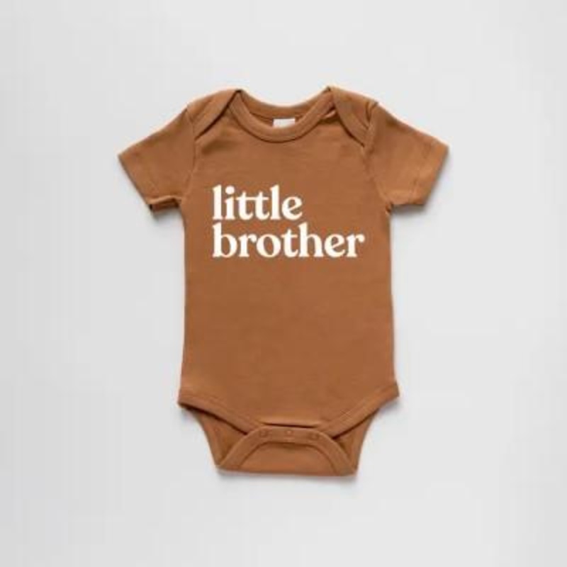 Organic Little Brother Short-Sleeved Baby Bodysuit – Camel 0-3 months Camel