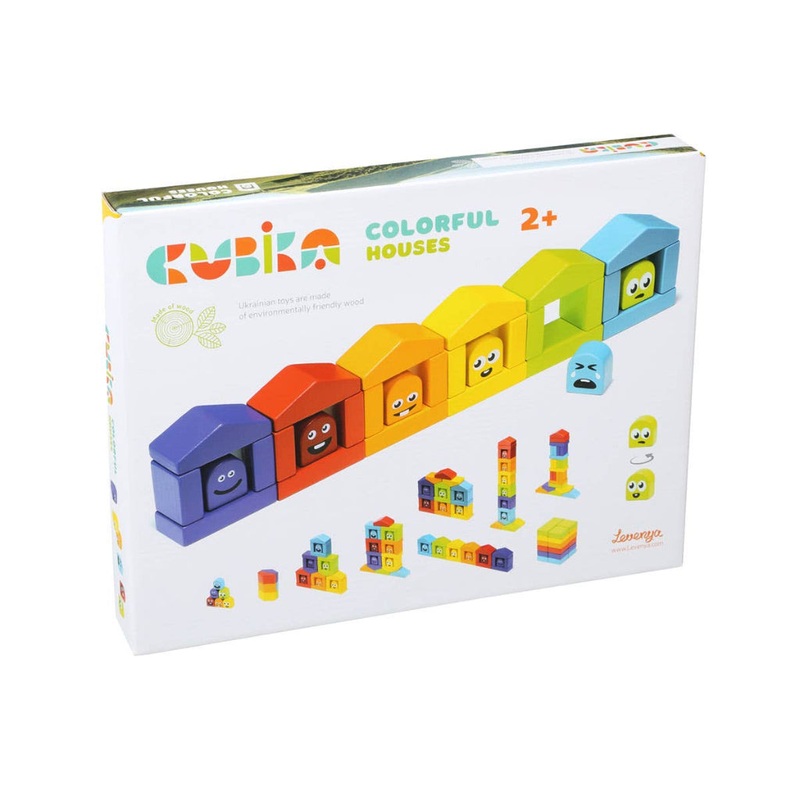 Wooden Construction Set Colorful Houses