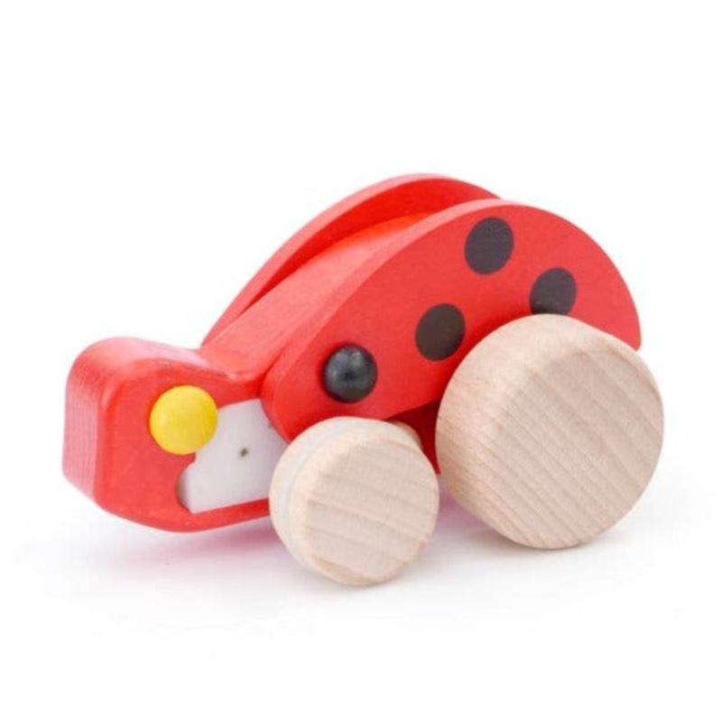 Wooden Pull-Back Insect Ladybug