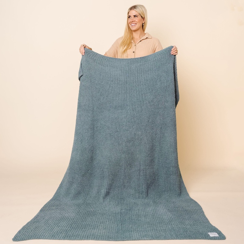 Chenille Blanket – Ocean Blue – Adult/Throw
