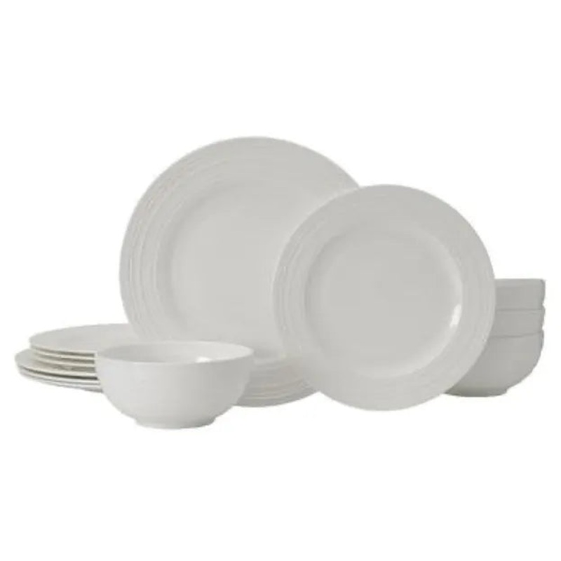 39 Piece Ciara Bone China Dinnerware Set-WHITE-One Size