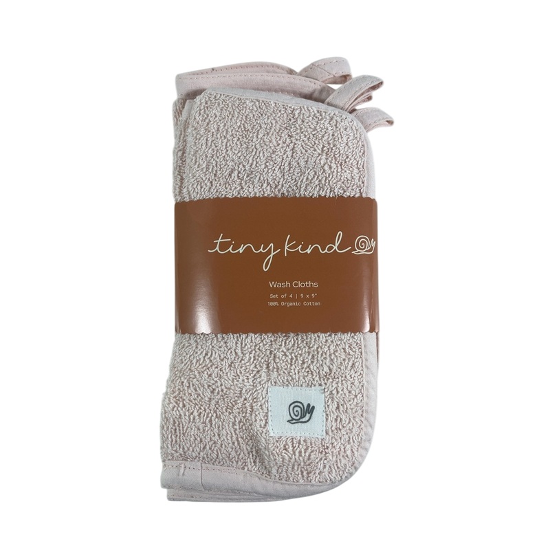 Tiny Kind Organic Washcloths 4 Pack, Cloud Pink