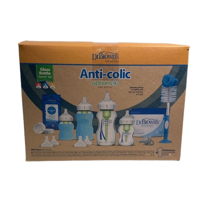Dr. Brown’s Natural Flow Anti-Colic Options+ Wide-Neck Glass Baby Bottle & HappyPaci Starter Set