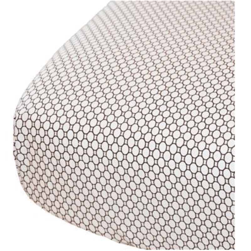 Oliver B Crib Sheet in White with Geometric Espresso Circles
