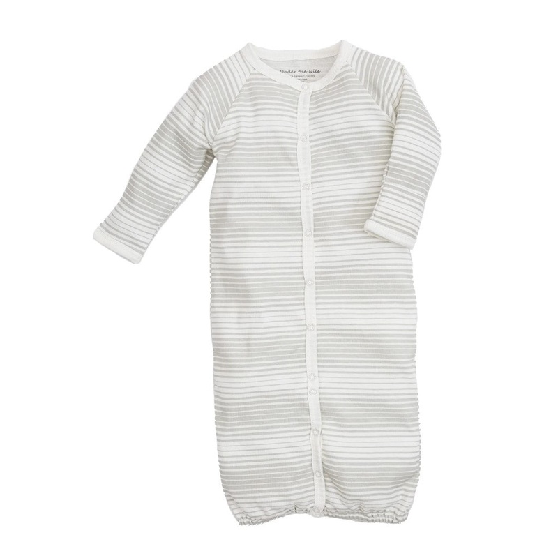 Organic Convertible Gown/Romper – Gray Ombre Stripe 0-3 months