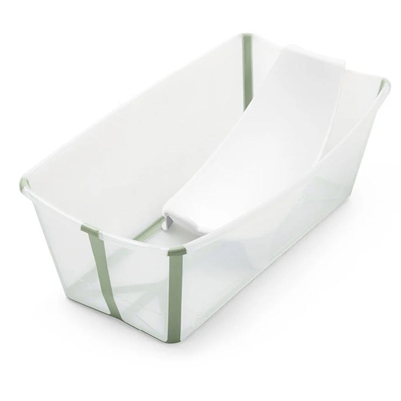 Stokke Flexi Bath Heat Sensitive Tub + Newborn Support – Transparent Green