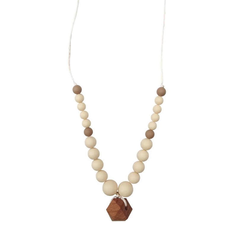 The Collins Silicone + Beechwood Teething Necklace Black