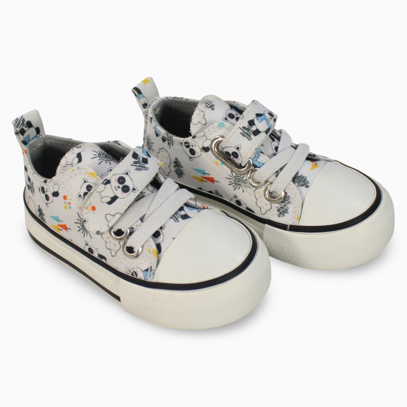 Unisex Canvas Sneakers – White with Panda Detail