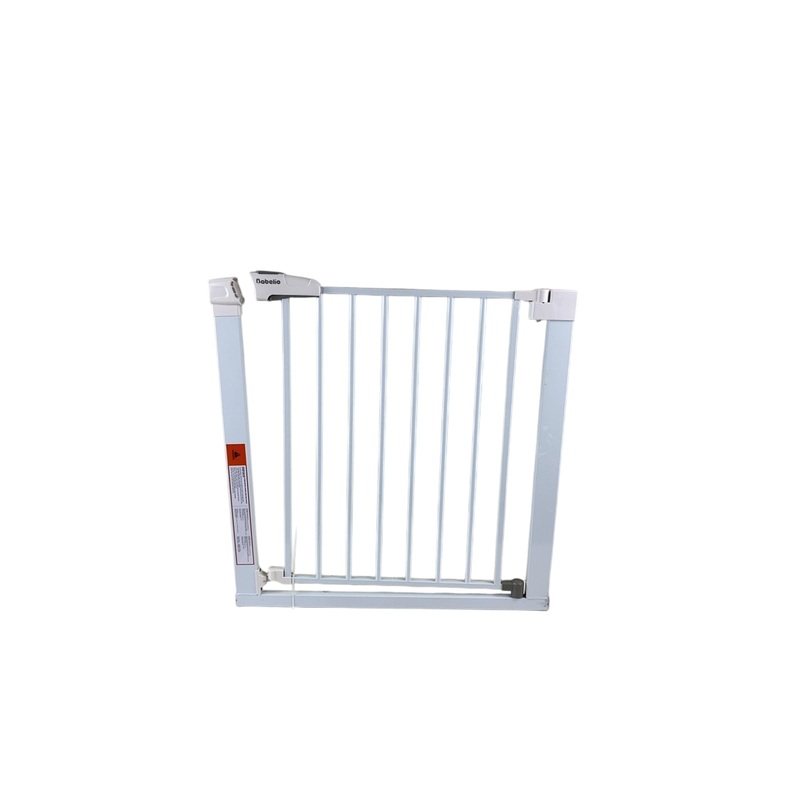 BABELIO Pressure Mounted Metal Baby Gate, White, 4 pieces, Door & Extension