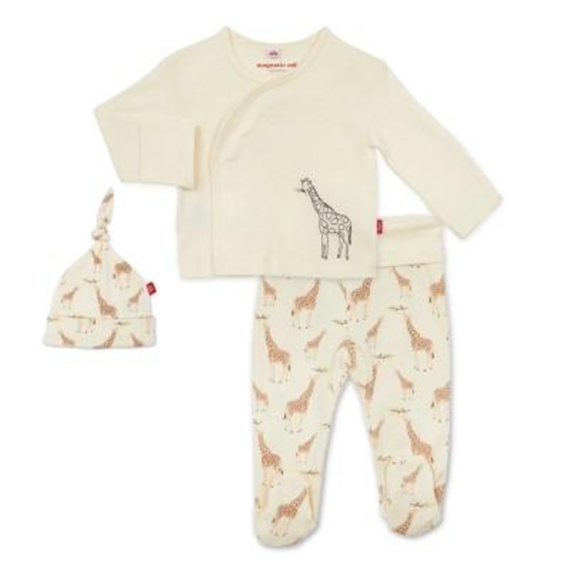 Organic Magnetic 3 piece Kimono Set – Jolie Giraffe Jolie Giraffe Cream Preemie
