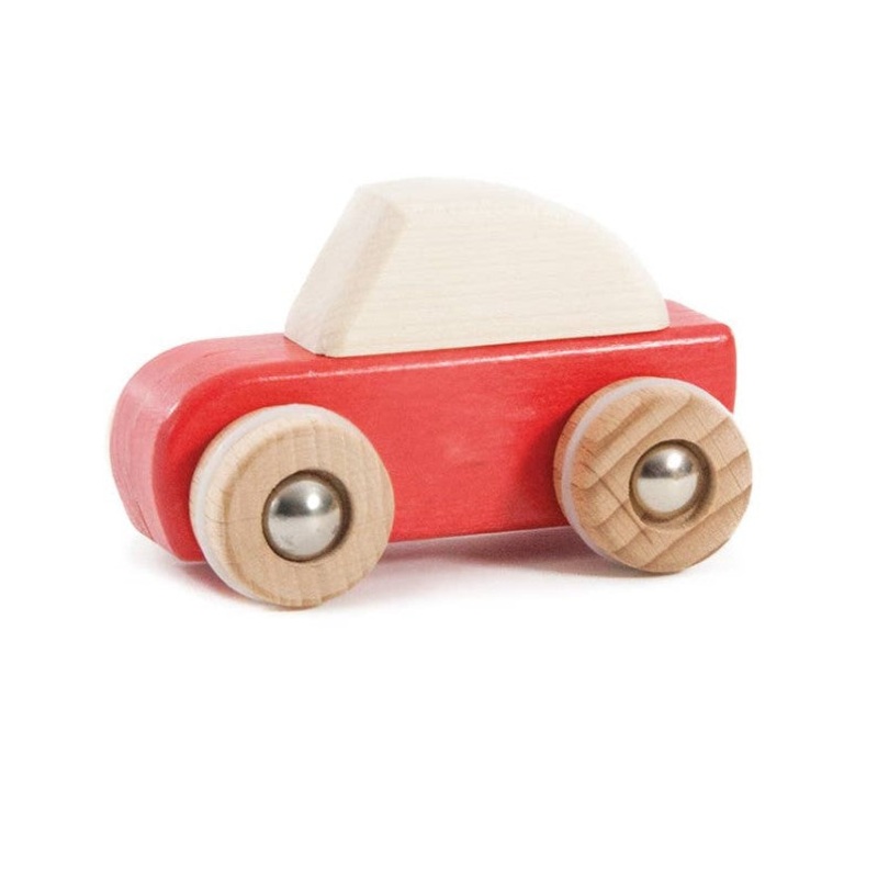 Wooden Pull-Back Car Red