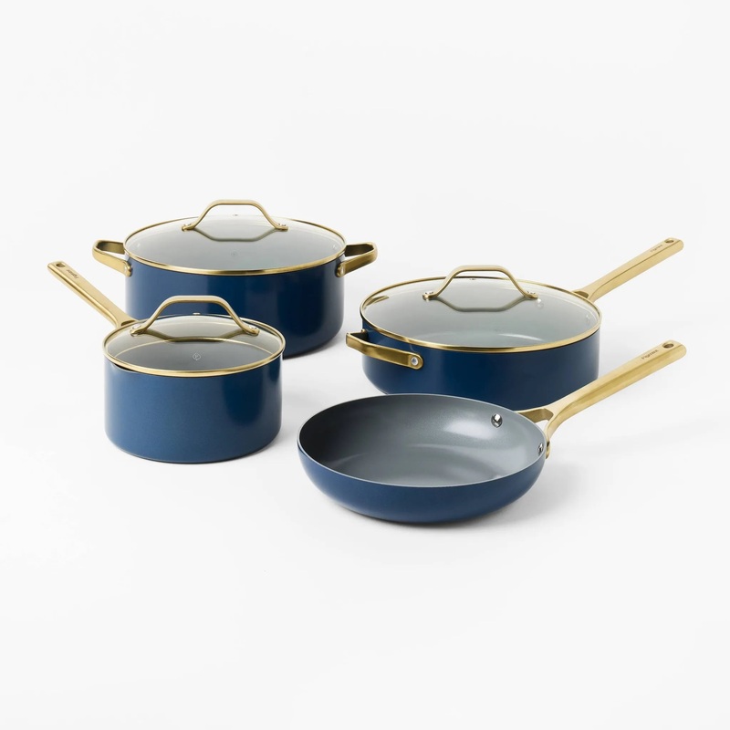 7pc Nonstick Ceramic Coated Aluminum Cookware Set (See Description)