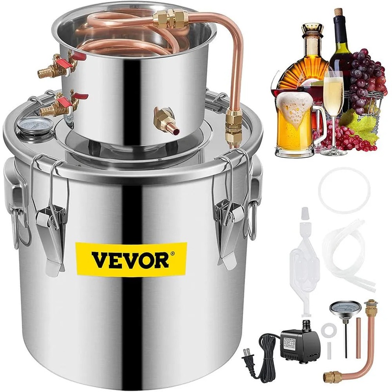 8 Gal. Stainless Steel Water Distiller Machine 120-Cup Build-in Thermometer Distillery Kit with Circulating Pump