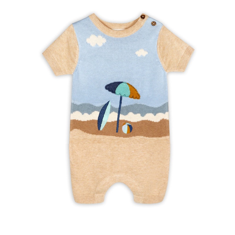 Beach Day Jacquard Knit Organic Baby Romper 0-3 months