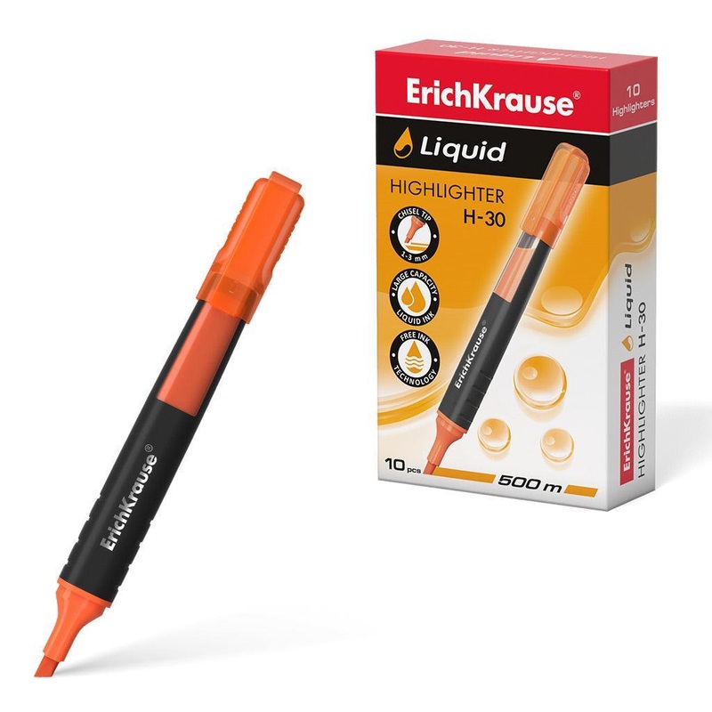 Highlighter ErichKrause Liquid H-30, ink color: orange