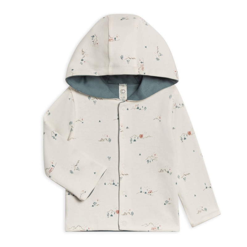Organic Baby Taylor Reversible Hoodie – Desert / Teal 0-3 months