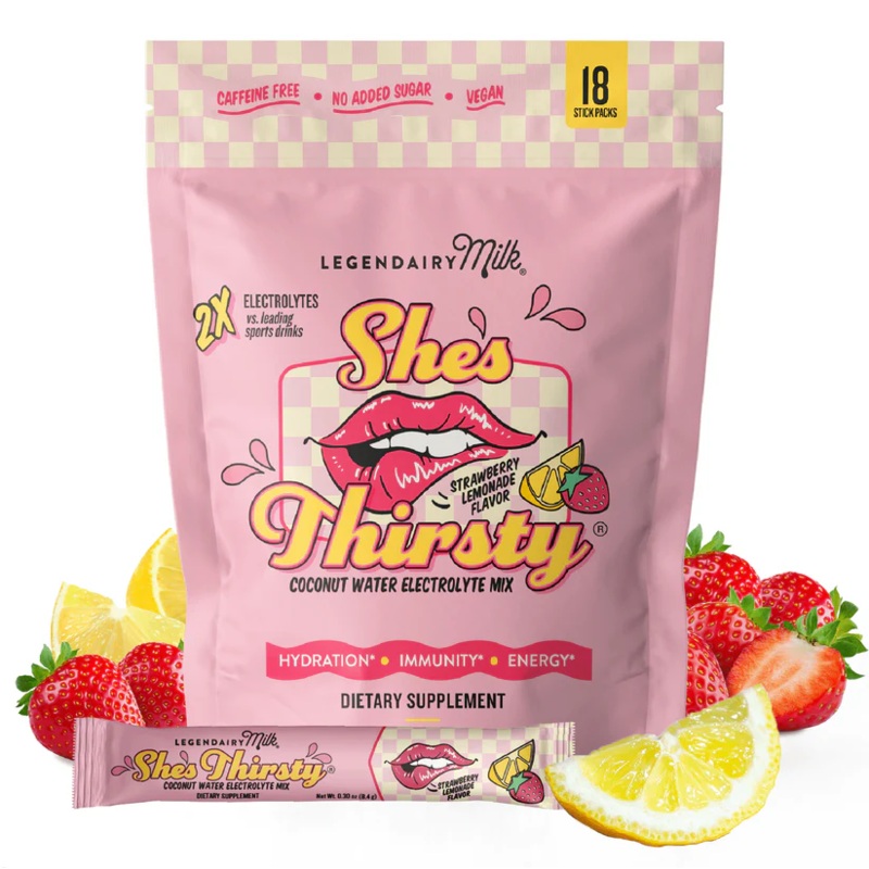 She’s Thirsty Coconut Water Electrolyte Mix Strawberry Lemonade