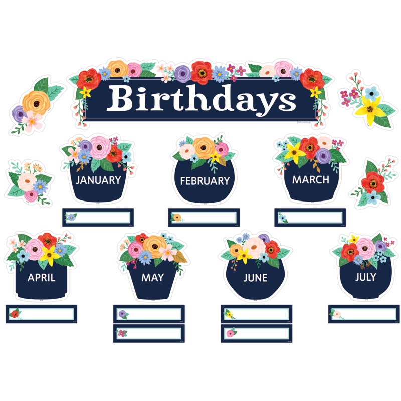 Wildflowers Birthdays Mini Bulletin Board Set