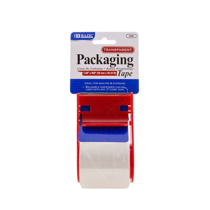 BAZIC 1.88″ X 800″ Clear Packaging Tape w/ Dispenser