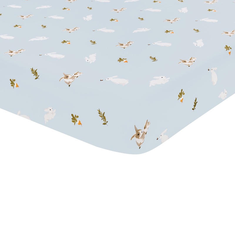 Crib Sheet in Ice Rabbit