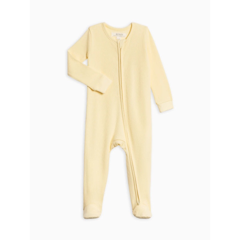 Organic Kit Ribbed Zipper Sleeper – Butter Newborn