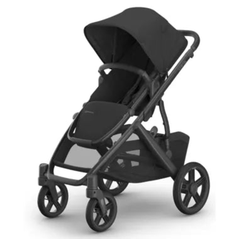 Vista V3 Stroller – Full-Size Single-to-Double Stroller System – Toddler Seat, Bug Shield, Rain Shield, and Storage Bag Included – Jake (Charcoal/Carbon Frame/Black Leather)