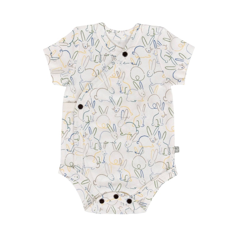 Organic Short Sleeve Kimono Bodysuit – Bunnies 0-3 months