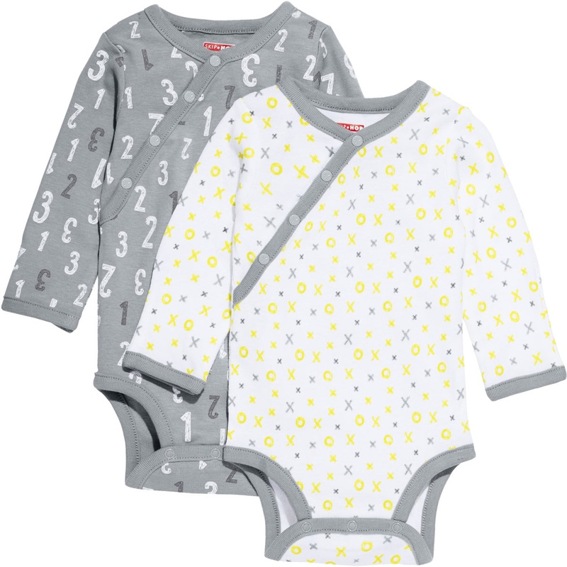 Skip Hop ABC-123 Long Sleeve Bodysuit Set, 2-Pack – Grey (6 Months)