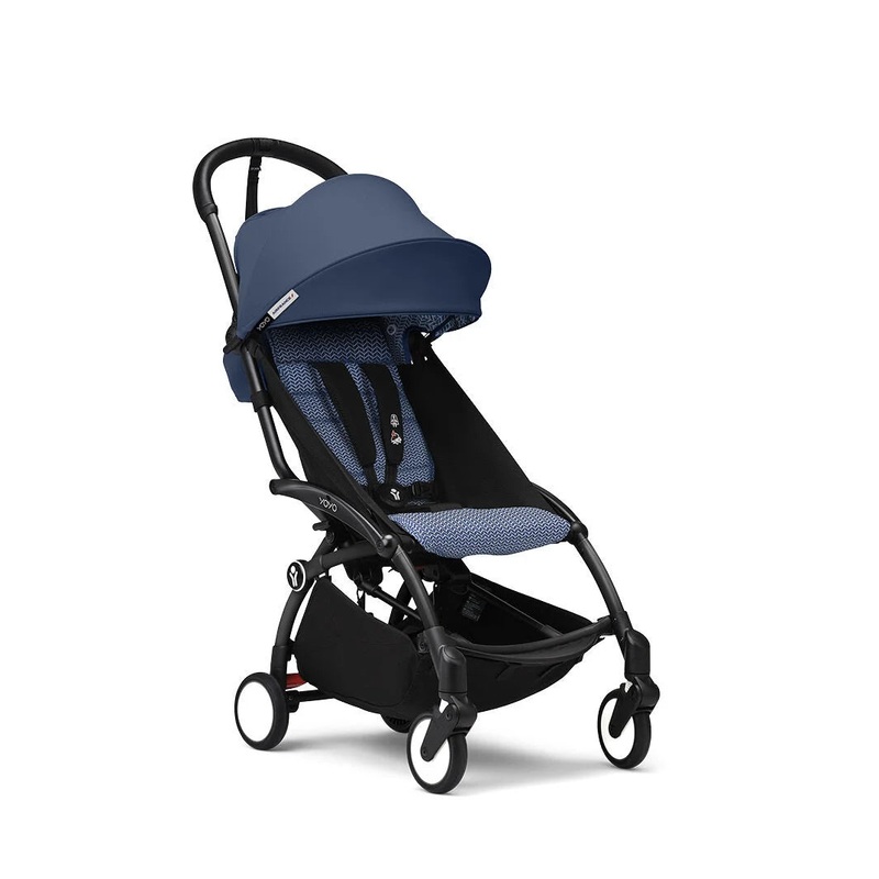 Stokke YOYO 6+ Stroller – Black Frame/Air France Blue Fabric