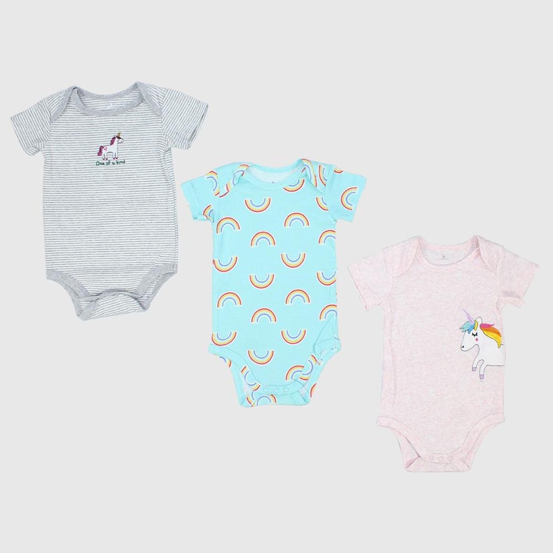 Unicorn Short-Sleeved Bodysuit (Pack Of 3)