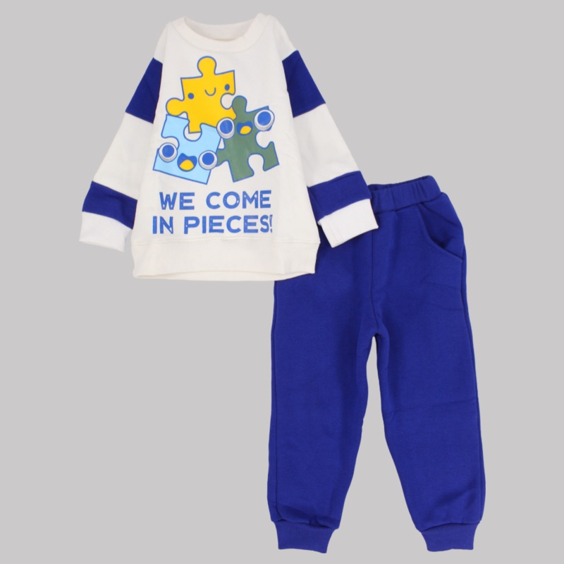 “We Come In Pieces” Long-Sleeved Fleeced Pajama