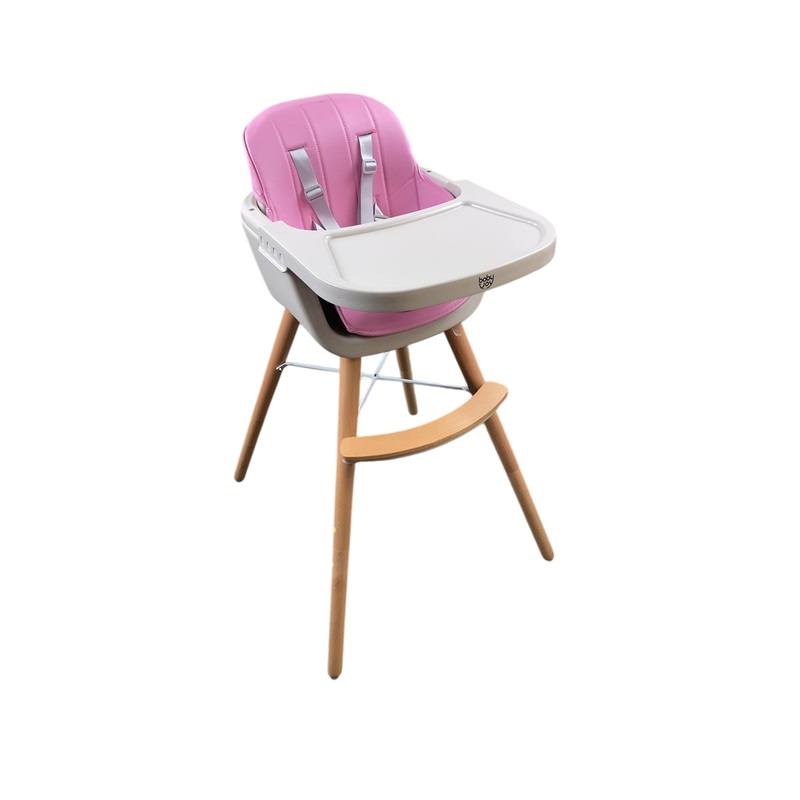 Baby Joy Convertible Wooden High Chair, Hot Pink