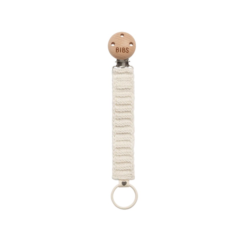 Bibs Knitted Pacifier Clip – Ivory