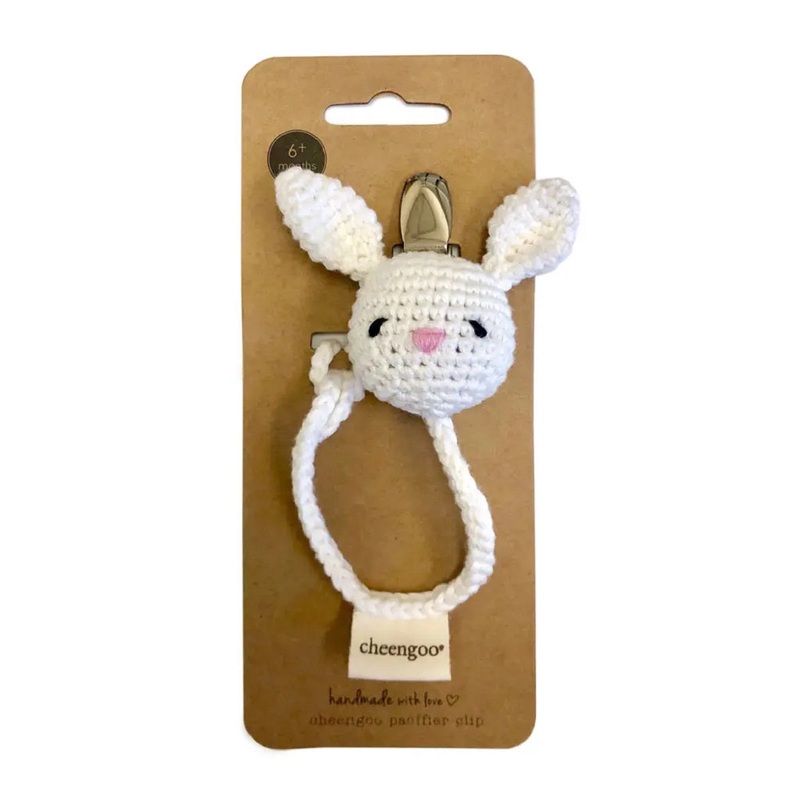 Handmade Crocheted Cotton Pacifier Clip – Bunny