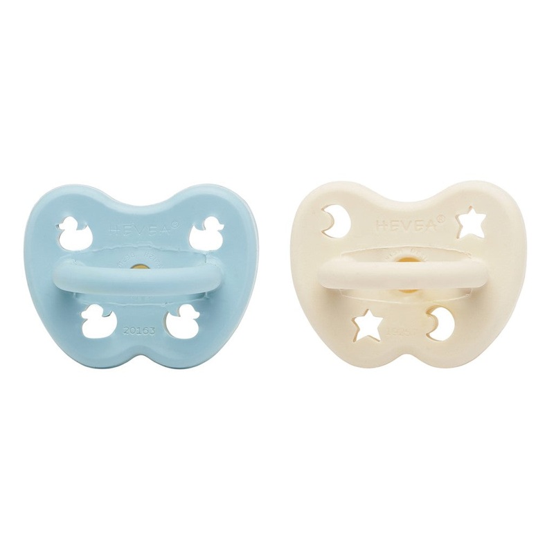 2 Pack Colorful Natural Rubber Pacifier 0-3 months 0-3 m Orthodontic Baby Blue/Milky White