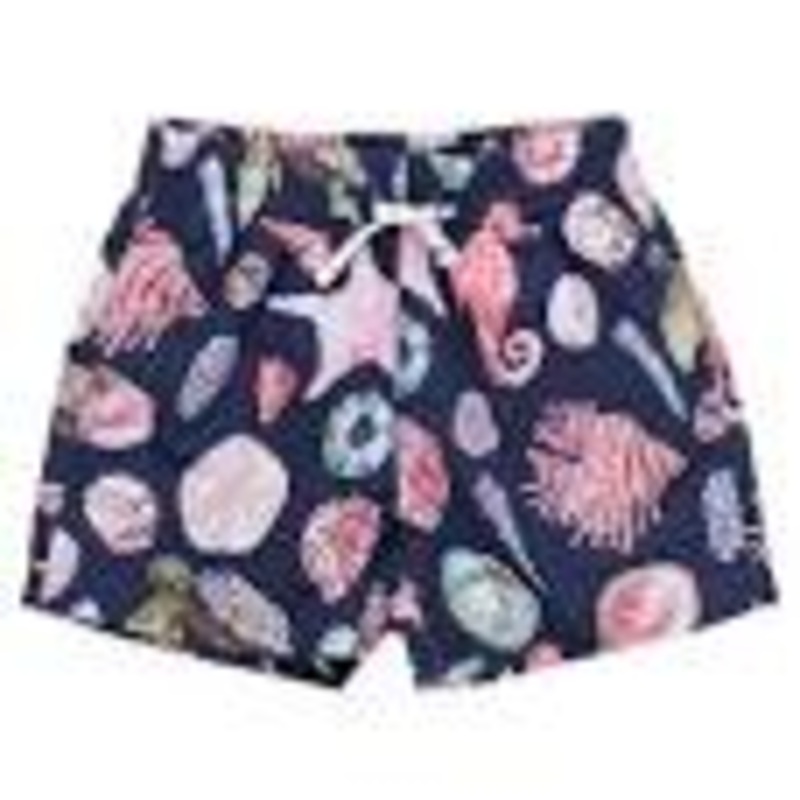 Baby Boys Swim Trunk – Navy Watercolor Shells
