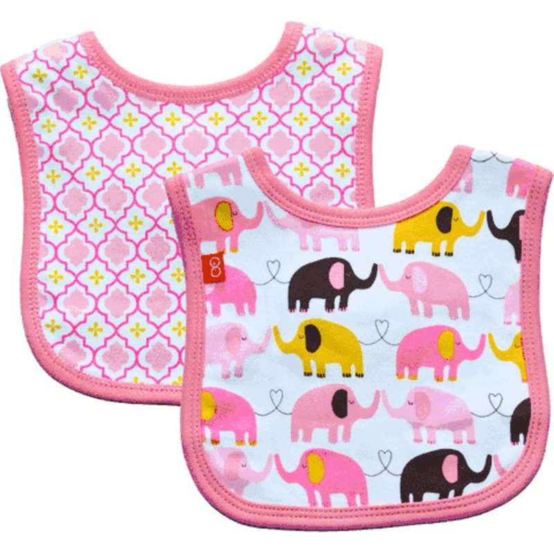 Magnificent Baby Girl’s Elephant On Parade/El Marrakesh Reversible Bib – 0 to 6 Months