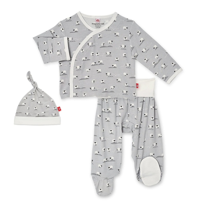 Modal Magnetic 3 piece Kimono Set – Gray Baa Baa Preemie