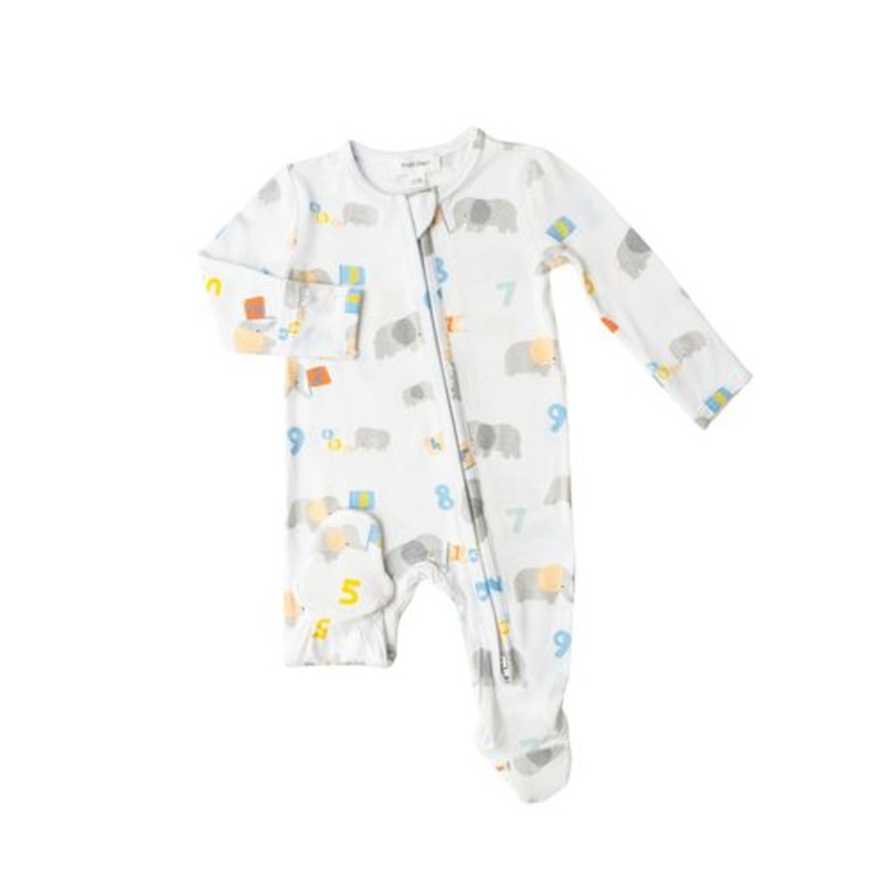 ELEPHANT WITH NUMBERS 2 WAY ZIPPER FOOTIE