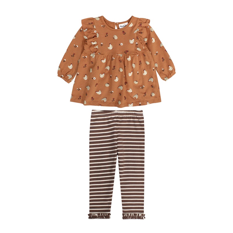 LITTLE CHICKEN RUFFLE TUNIC W/ STRIPE LEGGING