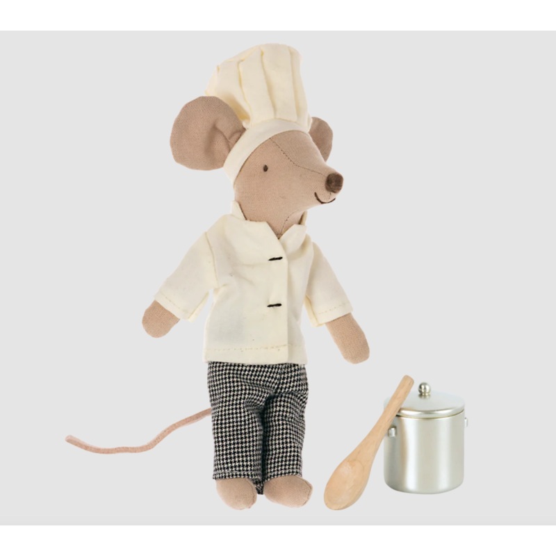 MAILEG CHEF MOUSE WITH POT AND SPOON