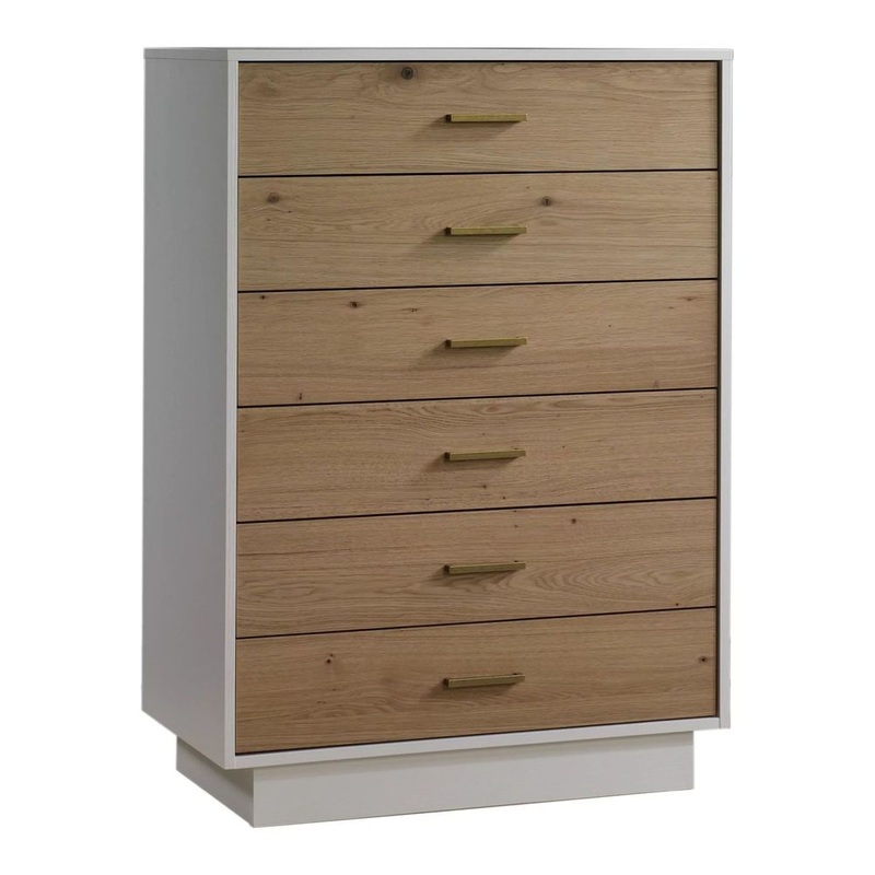Natart Signature Series Como Naturale 6-Drawer Tall Chest – White/Natural Oak