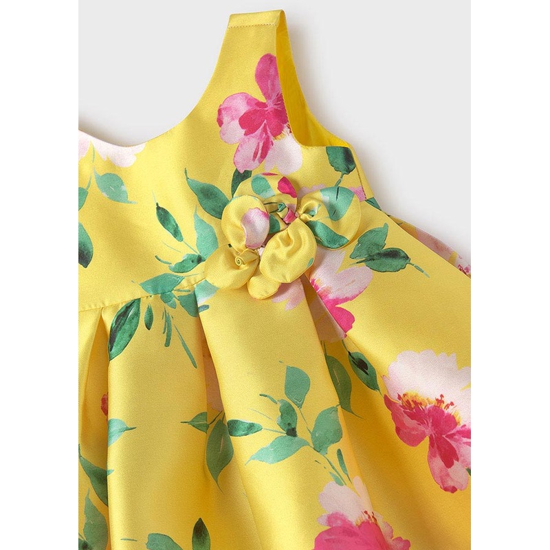 Yellow Printed Mikado Dress