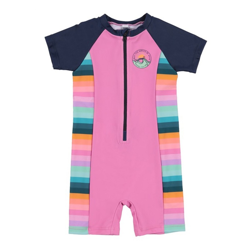 Nano One-Piece Rashguard Girls Short-Sleeve Swimsuit – Little Rose (6-9 Months)
