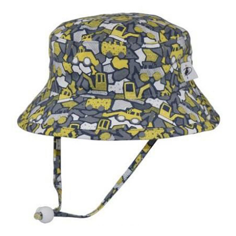 Puffin Gear Print Cotton Camp Hat – Moving Machines Diggers (Small, 2-5 Years)