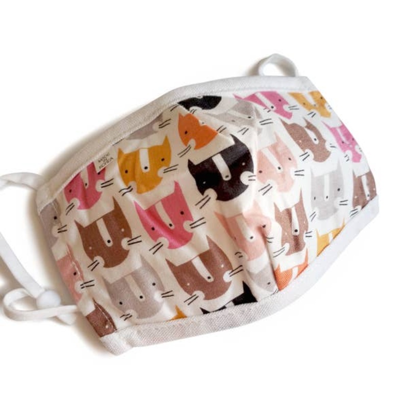 KIDS REUSABLE/WASHABLE COTTON FACE MASK – ADJUSTABLE – FOX-PINK