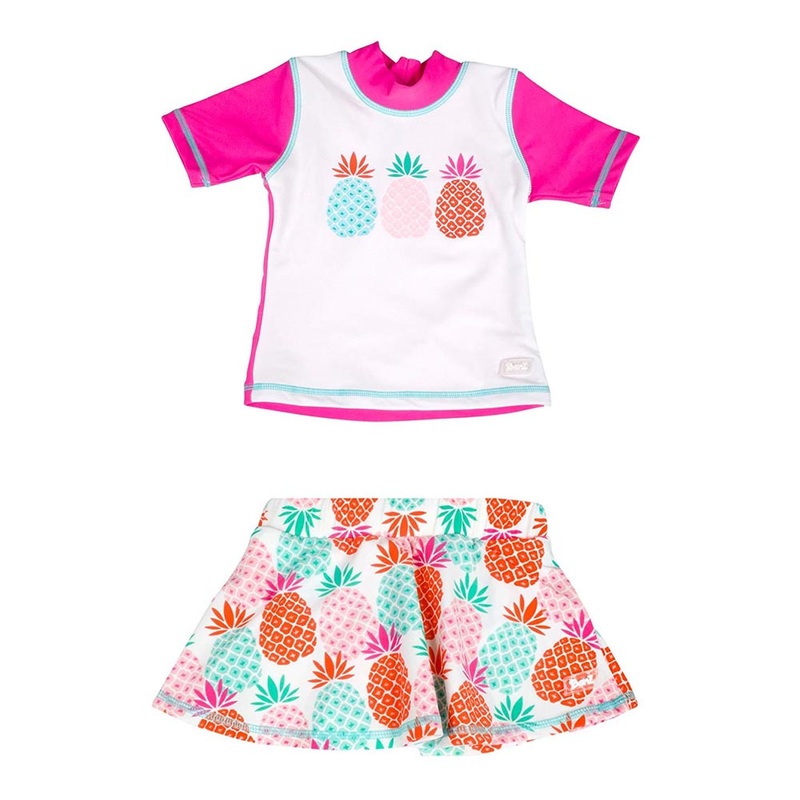 Baby Banz Short Sleeved Two-Piece Girls Swimsuit – Pineapple (18 Months, 12kg)