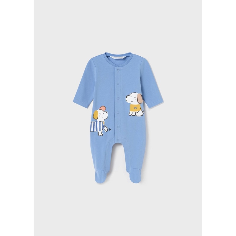 Dog Cotton One-Piece Footie – Solid Blue