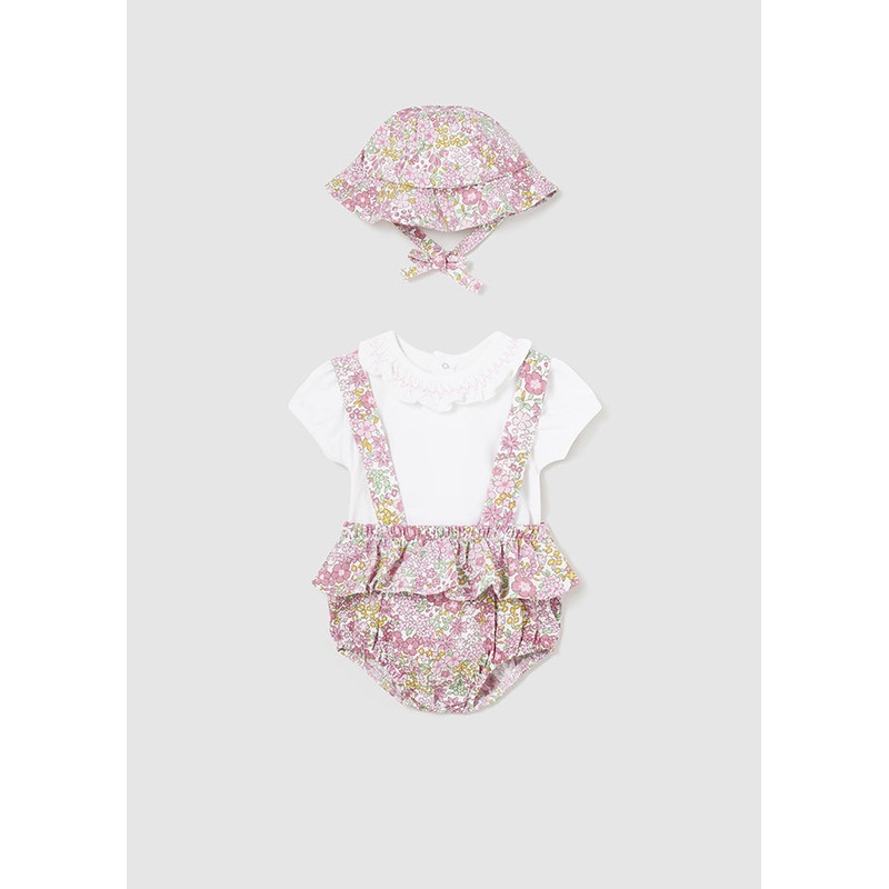 MAYORAL 3 PIECE FLOWER ROMPER SET